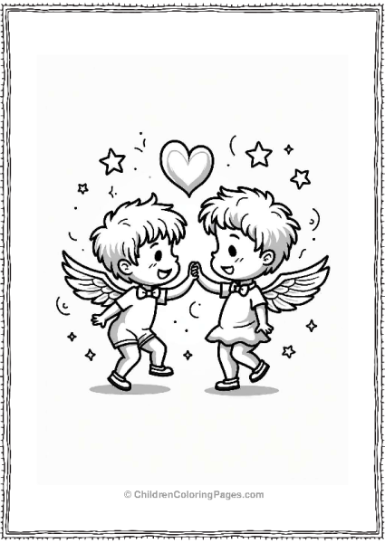 Cupid Dancing With Heart Character Free PDF Printable