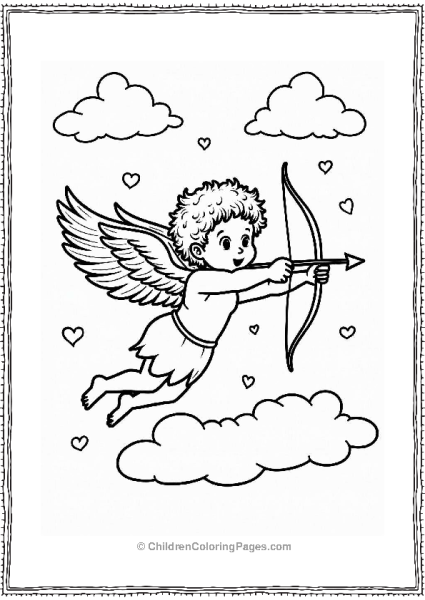 Cupid Flying Among Fluffy Clouds Free PDF Printable