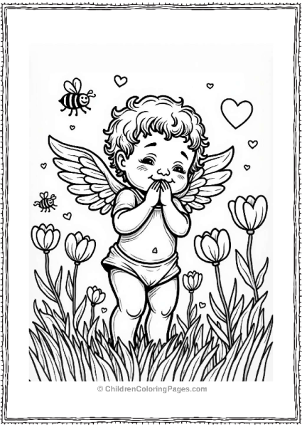 Cupid In A Flower Garden Free PDF Printable