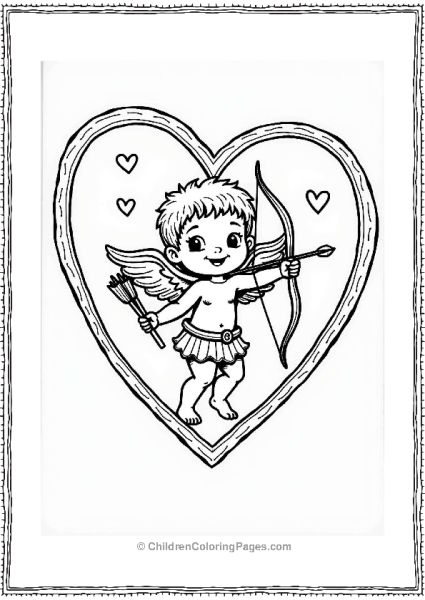 Cupid In A Heart Frame Free PDF Printable