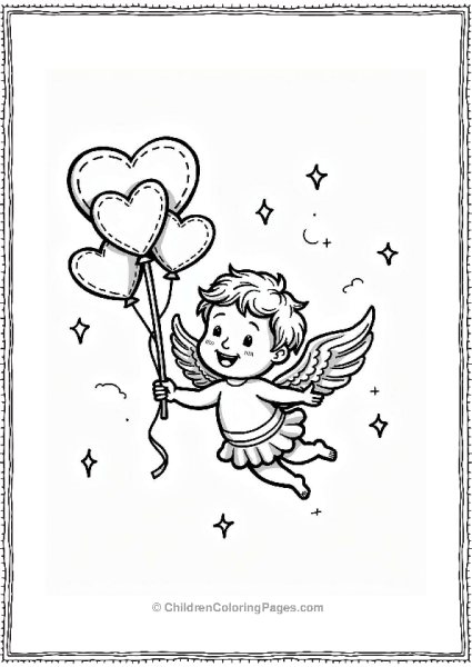 Cupid With Love Balloons Free PDF Printable