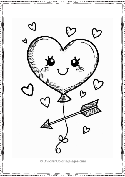 Cupid’s Arrow Heart Balloon Free PDF Printable