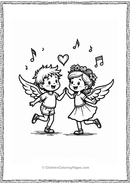 Cupid’s Joyful Dance With Hearts Free PDF Printable