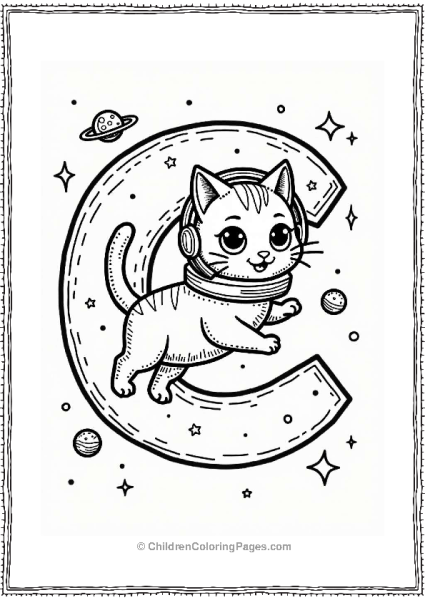 Curious Cosmic Cat In Space Free PDF Printable