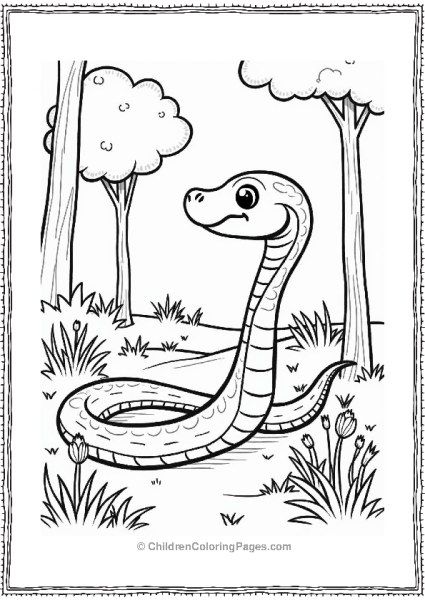 Curious Snake In A Forest Free PDF Printable