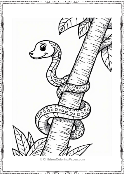 Curious Snake On A Jungle Branch Free PDF Printable