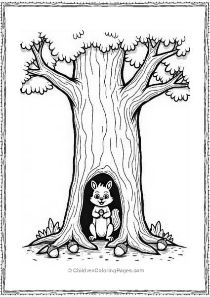 Curious Squirrel In A Hollow Tree Free PDF Printable