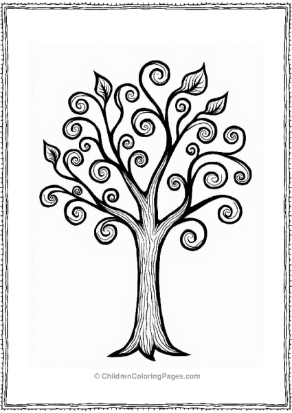 Curly Tree Branches With Leaves Free PDF Printable