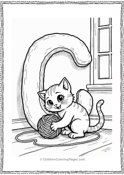 Cute Calico Cat With Yarn Free PDF Printable