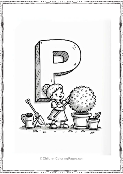 Cute Character Pruning A Bush Free PDF Printable