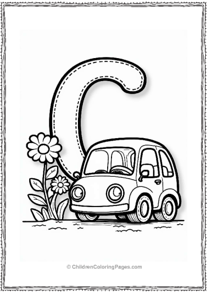 Cute Compact Car By Flower Garden Free PDF Printable