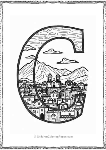 Cuzco Cityscape Coloring Page Free PDF Printable