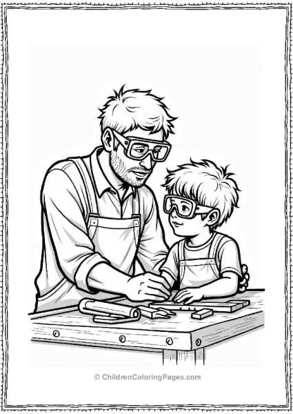 Dad Teaching Child About Safety Goggles Free PDF Printable