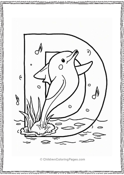 Dancing Dolphin With Musical Notes Free PDF Printable