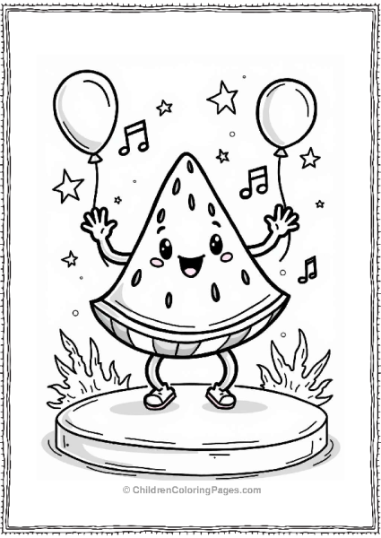 Dancing Watermelon Slice At A Party Free PDF Printable