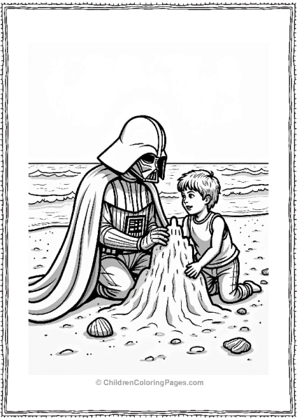 Darth Vader And Luke Building A Sandcastle Free PDF Printable