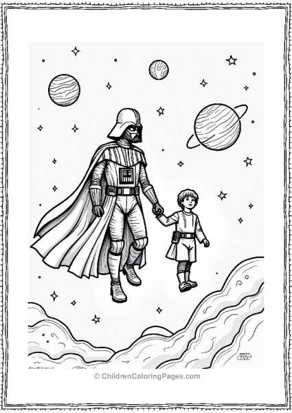 Darth Vader And Luke Skywalker In Space Free PDF Printable