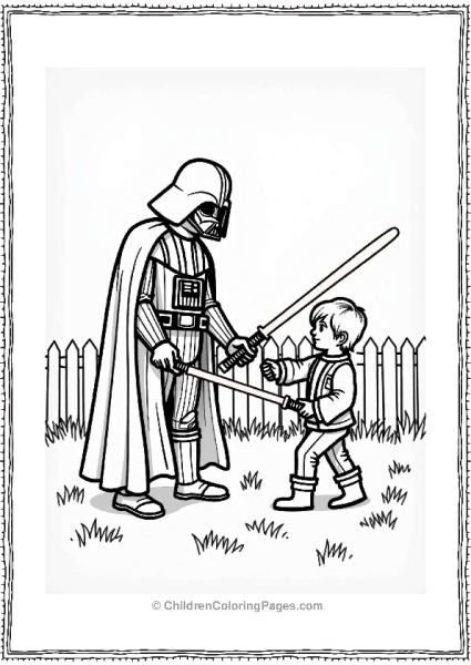 Darth Vader And Luke Skywalker Lightsaber Practice Free PDF Printable