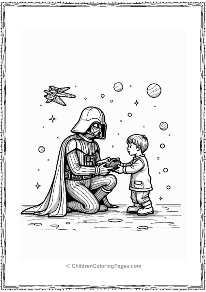 Darth Vader And Luke With Toy Starfighter Free PDF Printable