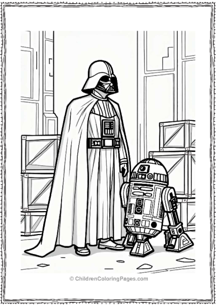 Darth Vader And R2 D2 In A Galactic Hideout Free PDF Printable