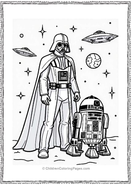 Darth Vader And R2 D2 In A Galactic Scene Free PDF Printable