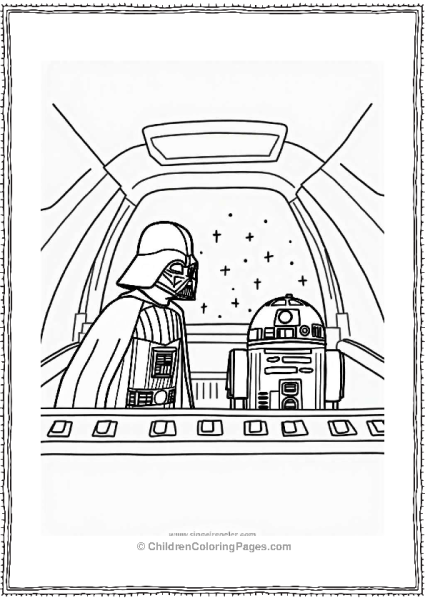 Darth Vader And R2 D2 In A Spaceship Cockpit Free PDF Printable