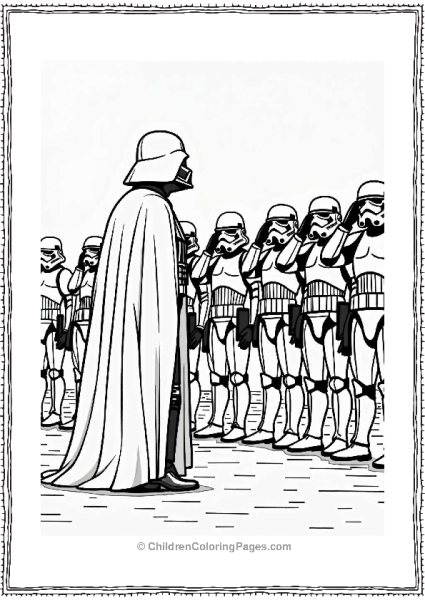 Darth Vader And Stormtroopers Saluting Free PDF Printable