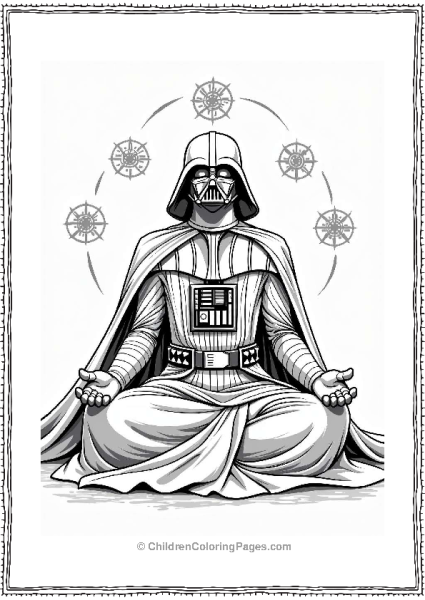 Darth Vader In Meditation With Sith Symbols Free PDF Printable