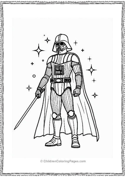 Darth Vader With His Lightsaber Free PDF Printable