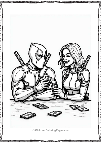 Deadpool And Black Widow Playing Cards Free PDF Printable