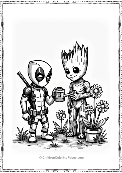 Deadpool And Groot Gardening Free PDF Printable