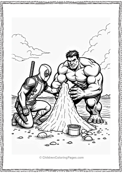 Deadpool And Hulk Building A Sandcastle Free PDF Printable