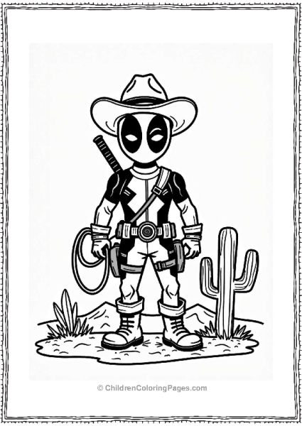 Deadpool As A Cowboy In The Desert Free PDF Printable