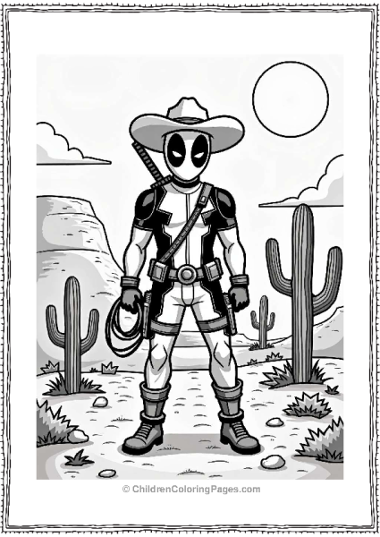 Deadpool As A Cowboy In The Wild West Free PDF Printable