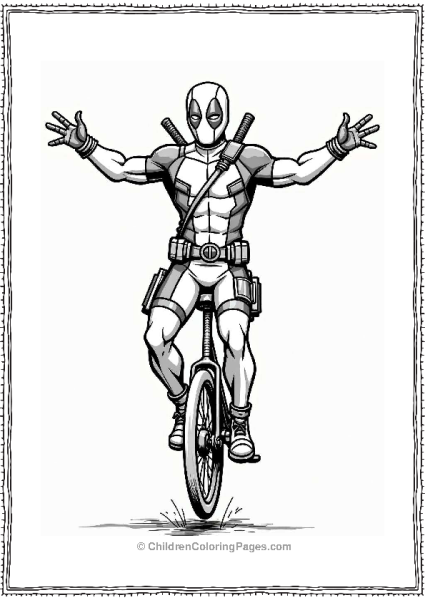 Deadpool Balancing On A Unicycle Free PDF Printable