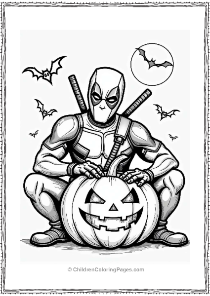 Deadpool Carving A Pumpkin For Halloween Free PDF Printable