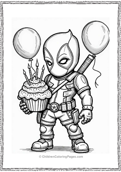 Deadpool Celebrates With A Cupcake Free PDF Printable