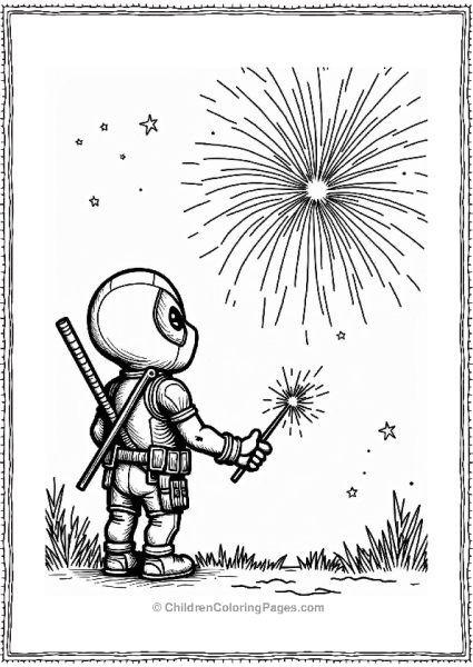 Deadpool Celebrates With Fireworks Free PDF Printable