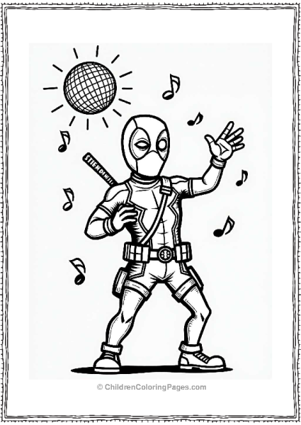 Deadpool Dancing With Musical Notes Free PDF Printable