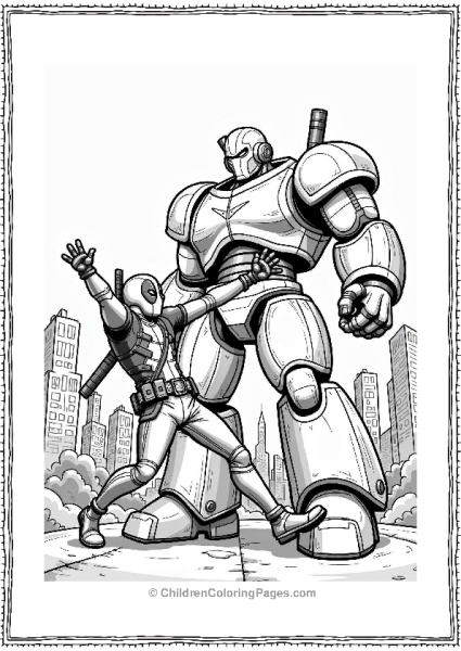 Deadpool Dodging A Giant Robot Free PDF Printable