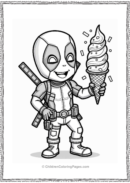 Deadpool Enjoying An Ice Cream Treat Free PDF Printable