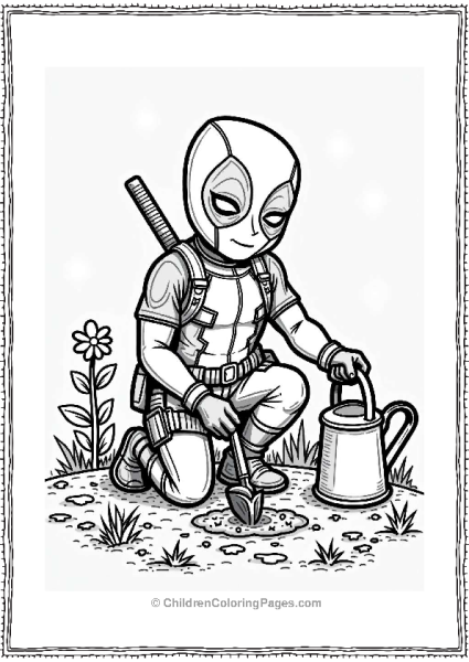 Deadpool Gardening In A Flower Garden Free PDF Printable