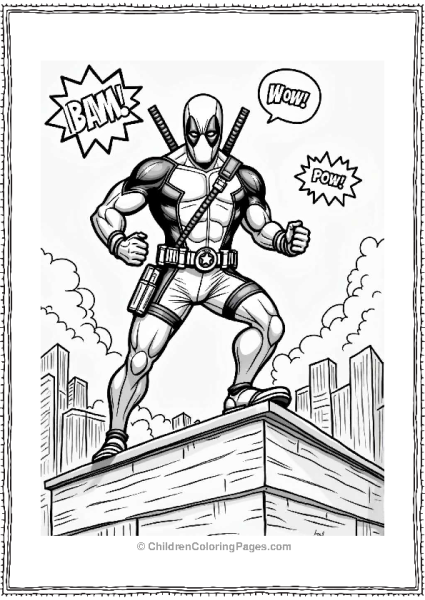 Deadpool Heroic Pose In The City Free PDF Printable