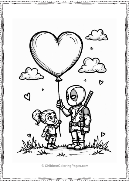 Deadpool Holding A Heart Balloon Free PDF Printable