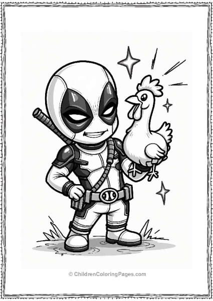 Deadpool Holding A Rubber Chicken Free PDF Printable