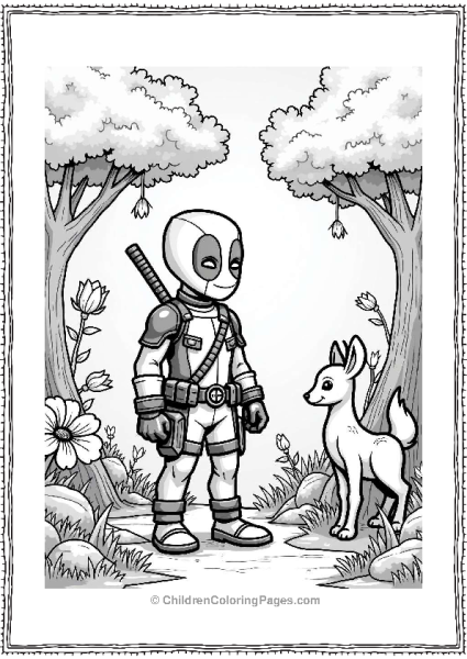 Deadpool In A Whimsical Fairytale Forest Free PDF Printable