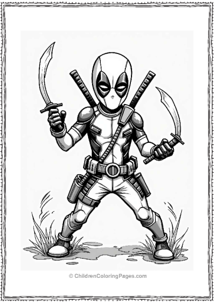 Deadpool Juggling Katanas Free PDF Printable