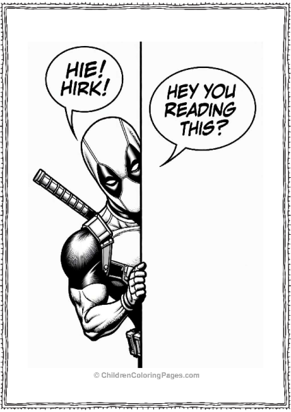 Deadpool Peeking From Comic Panel Free PDF Printable