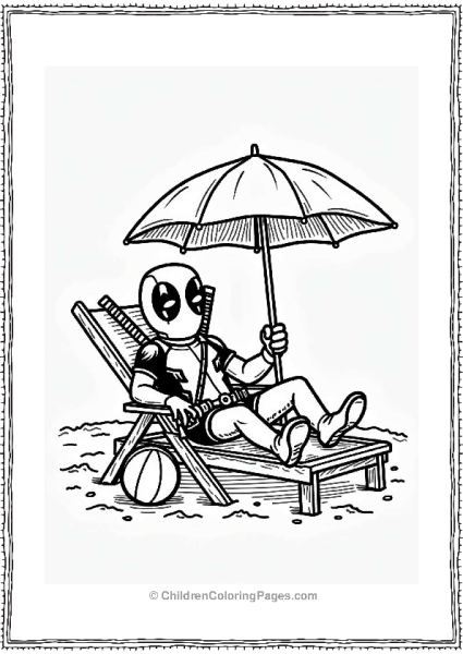 Deadpool Relaxing At The Beach Free PDF Printable