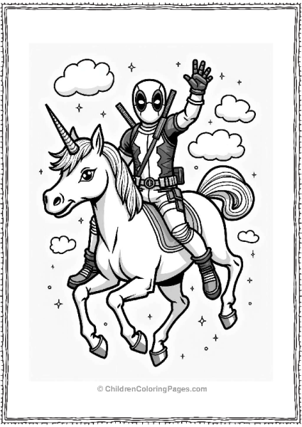 Deadpool Riding A Unicorn Free PDF Printable